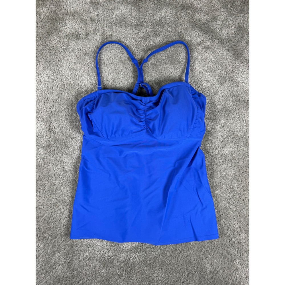 Athleta Blue Aqualuxe Tankini Swim Top Built-in Bra 38 B/C 439106